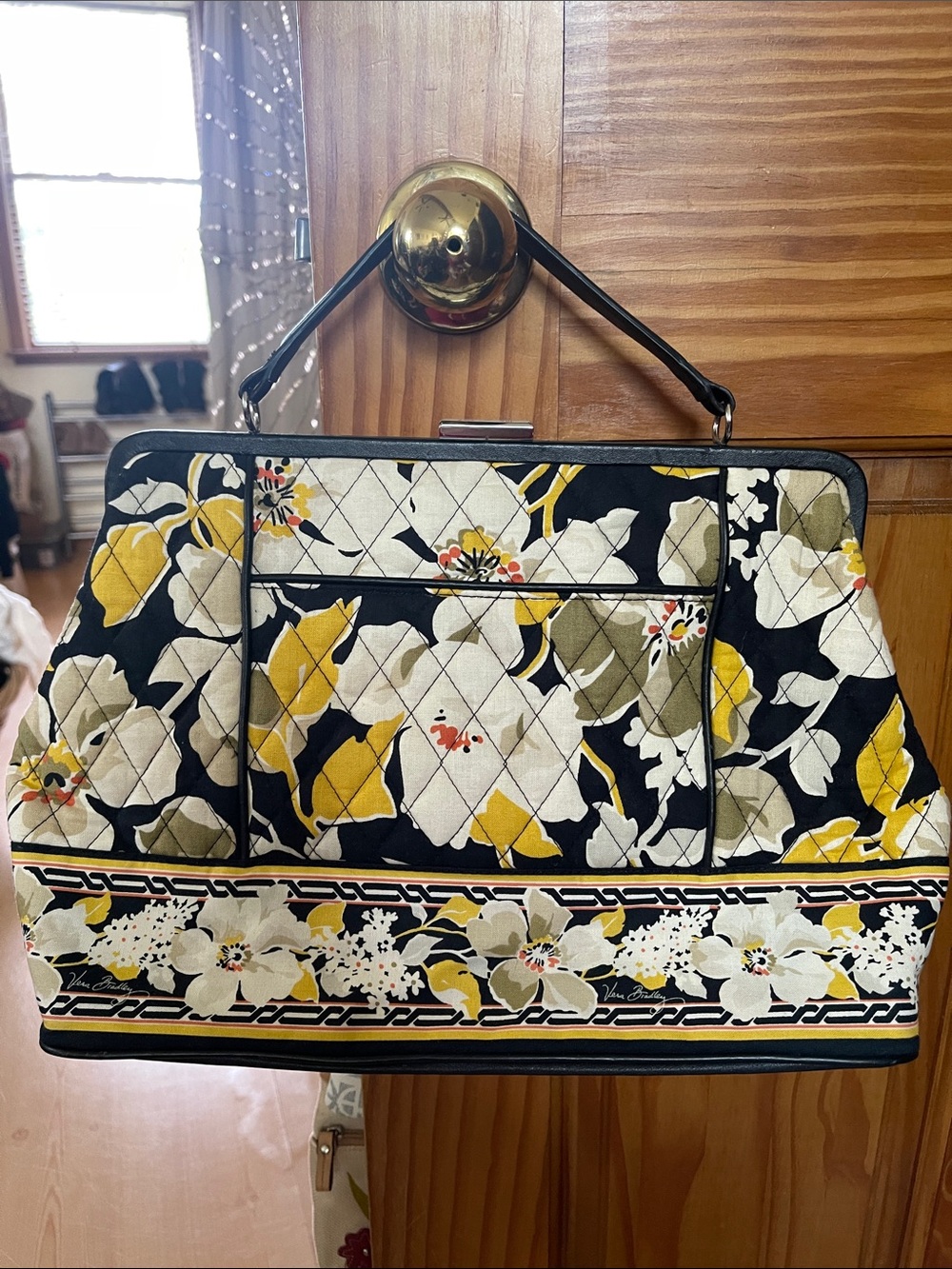 Y2K! Vintage Bradley Dogwood Doctor Top-Handle Satchel in Black, Mustard & Cream